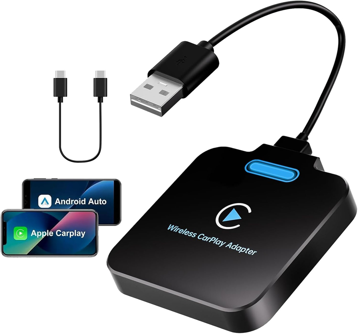 Adaptador Carplay & Android Auto Inalámbrico Para Iphone, Convierte Cable De Fábrica En Dongle Para Control Plug & Play, Compatible Con Coches Desde 2017